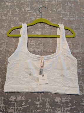 Anthropologie Ivory Floral Lace Knit Bralette